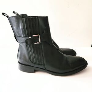 Stelle Monelle Black Italian Leather Boots Removeable Buckle Strap EU40